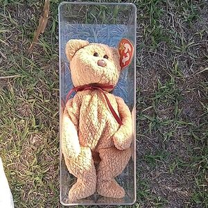TY Beanie Baby Bear with Red Ribbon Very Rare Google It